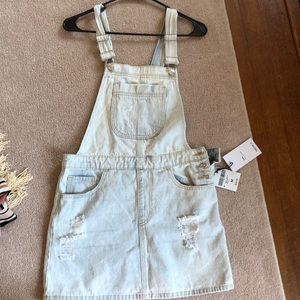 Light wash jean overall-skirt